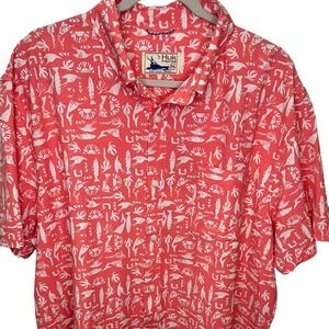 Huk Men's Coral Button Down‎ Shirt 2XL